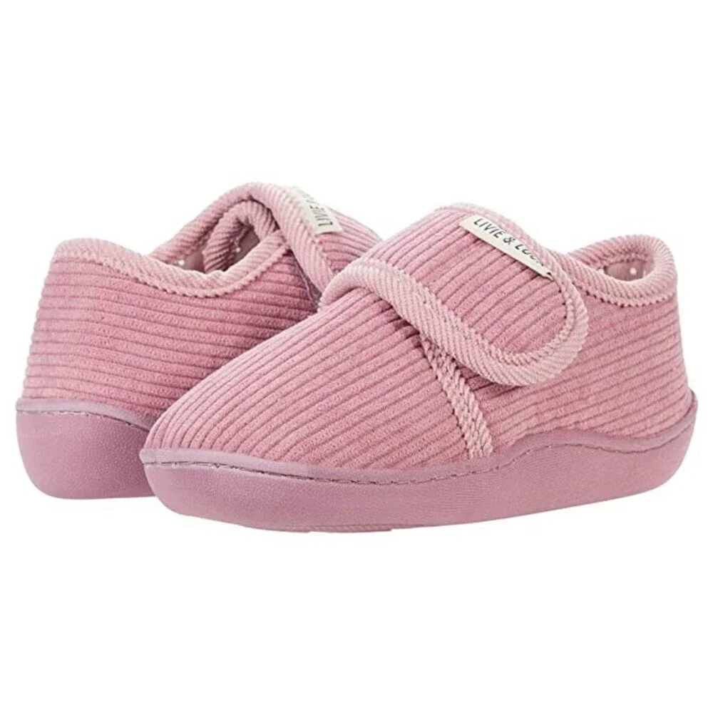 Livie & Luca Hug Slippers Toddler US 11 Pink Corduroy Round Toe Shoes JOBB1501